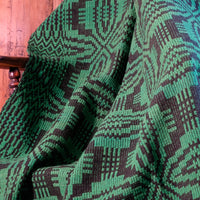 Vintage Green Geometric Patterned Woollen Blanket Circa 1950s