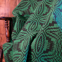 Vintage Green Geometric Patterned Woollen Blanket Circa 1950s