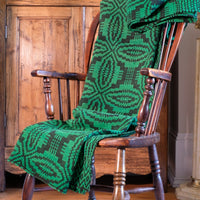 Vintage Green Geometric Patterned Woollen Blanket Circa 1950s