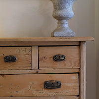 Victorian pine chest of drawers with cupboard base English antique