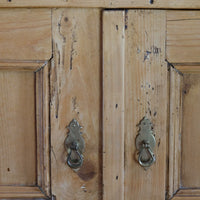 Victorian pine chest of drawers with cupboard base English antique