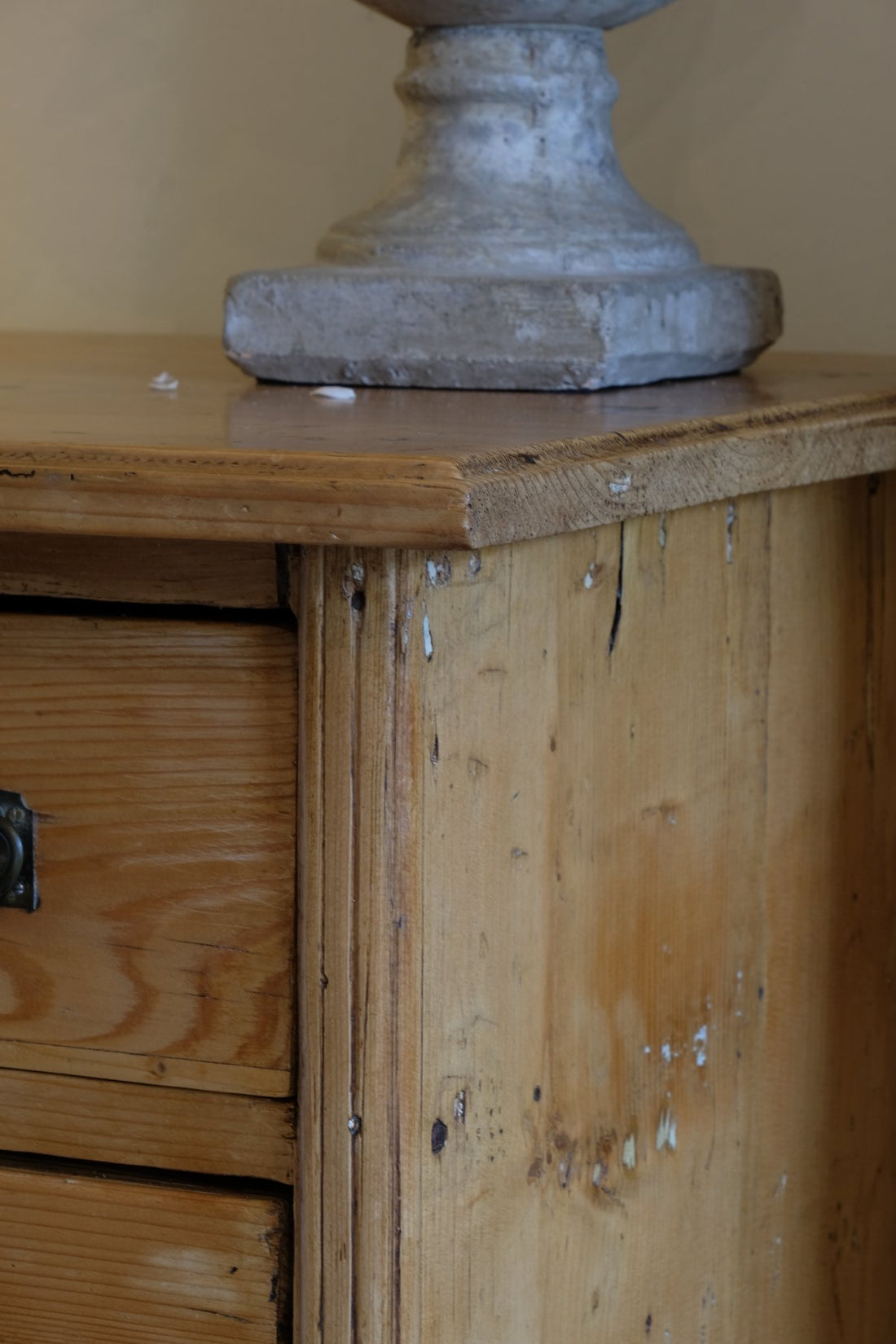 Fluted Pilaster - Victorian pine chest of drawers with cupboard base English antique