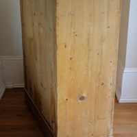 side view - Victorian pine chest of drawers with cupboard base English antique
