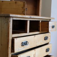 Victorian pine chest of drawers with cupboard base English antique
