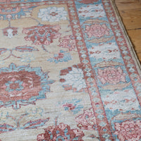 Vintage Light Blue And Pink Caucasian Rug