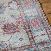 Vintage Light Blue And Pink Caucasian Rug