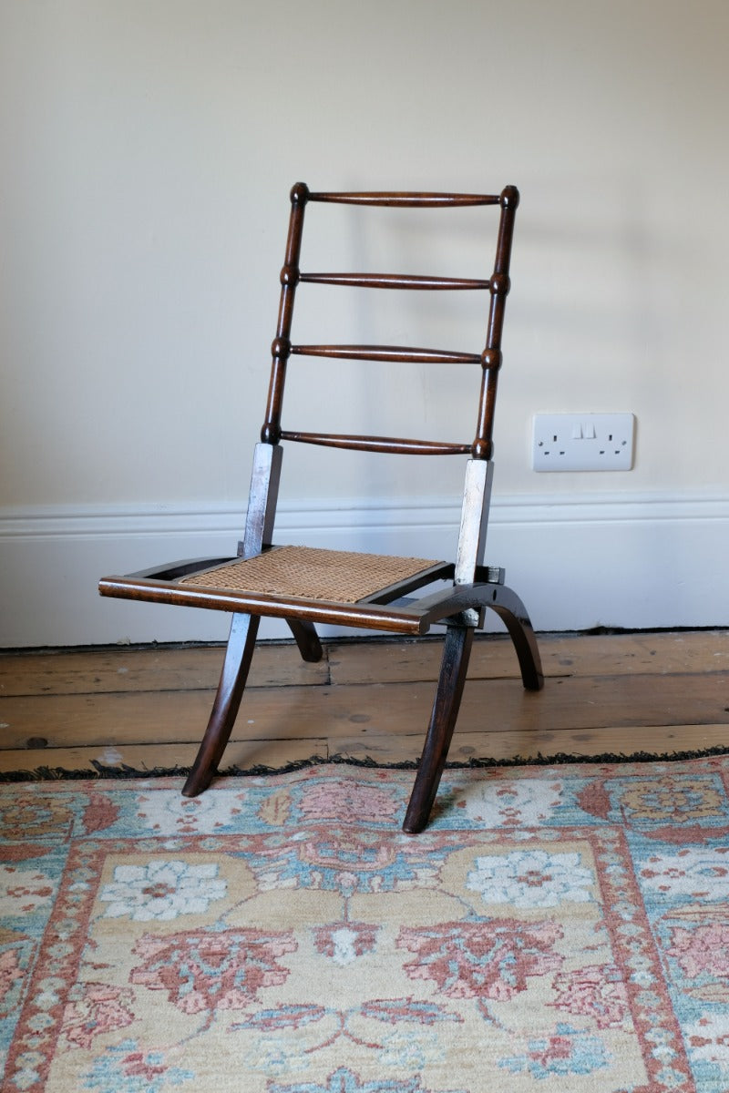 Folding Ladder Back Campaign Chair With Cane Seat