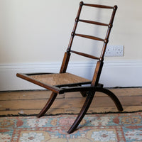 Folding Ladder Back Campaign Chair With Cane Seat