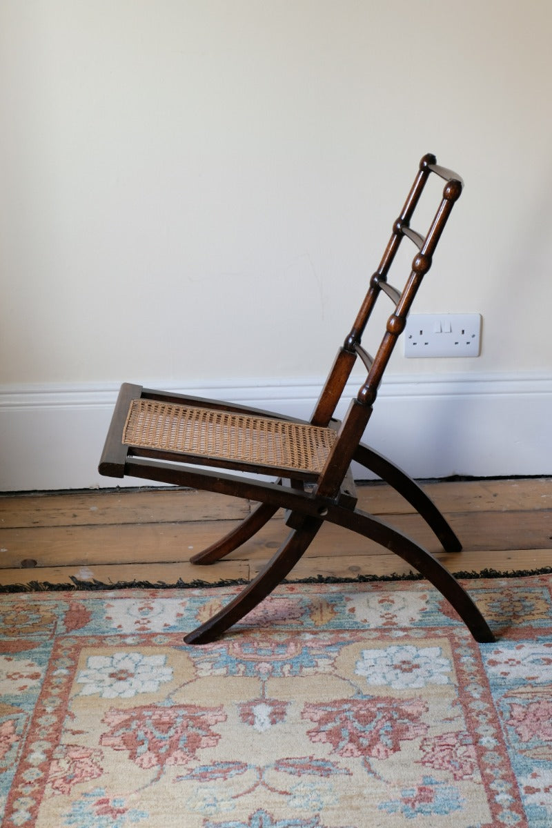 Folding Ladder Back Campaign Chair With Cane Seat