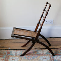 Folding Ladder Back Campaign Chair With Cane Seat