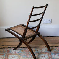 Folding Ladder Back Campaign Chair With Cane Seat