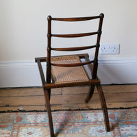 Folding Ladder Back Campaign Chair With Cane Seat