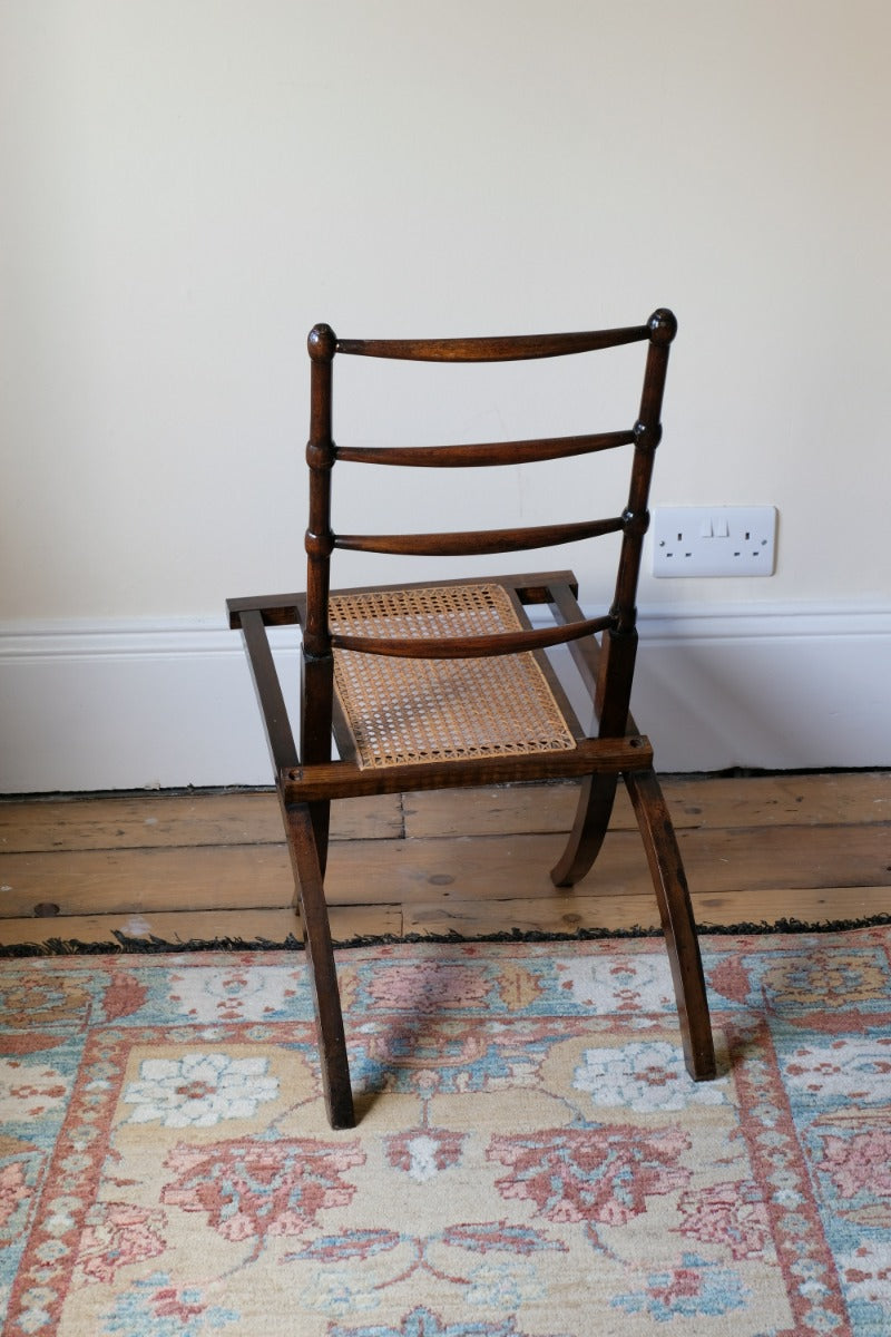 Folding Ladder Back Campaign Chair With Cane Seat