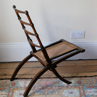 Folding Ladder Back Campaign Chair With Cane Seat