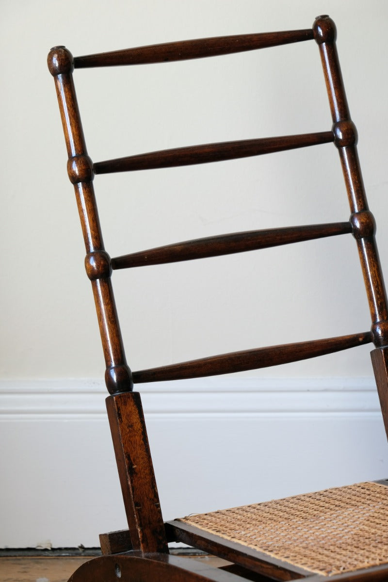 Folding Ladder Back Campaign Chair With Cane Seat