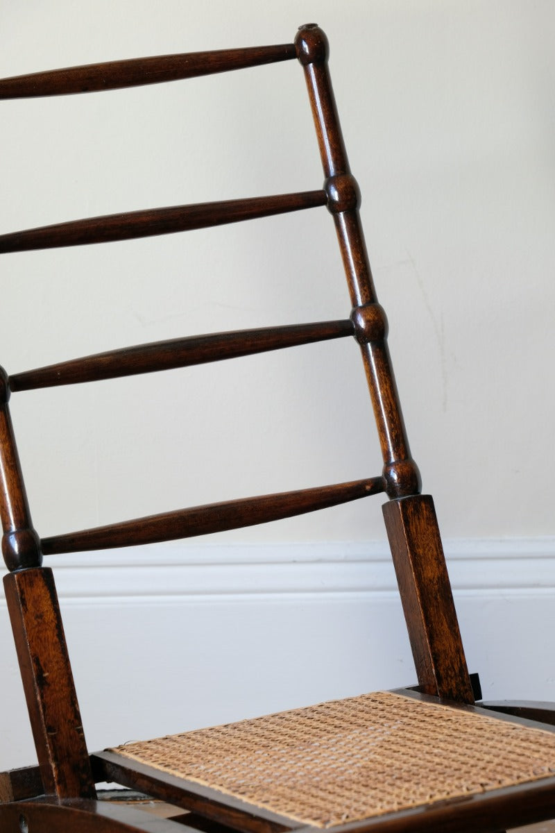 Folding Ladder Back Campaign Chair With Cane Seat