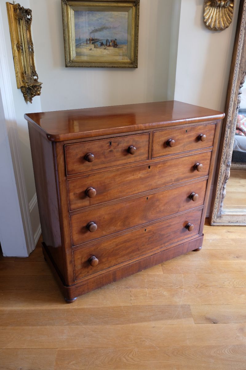 Victorian Mahogany Chest of Drawers – 2‑over‑3 Large Storage