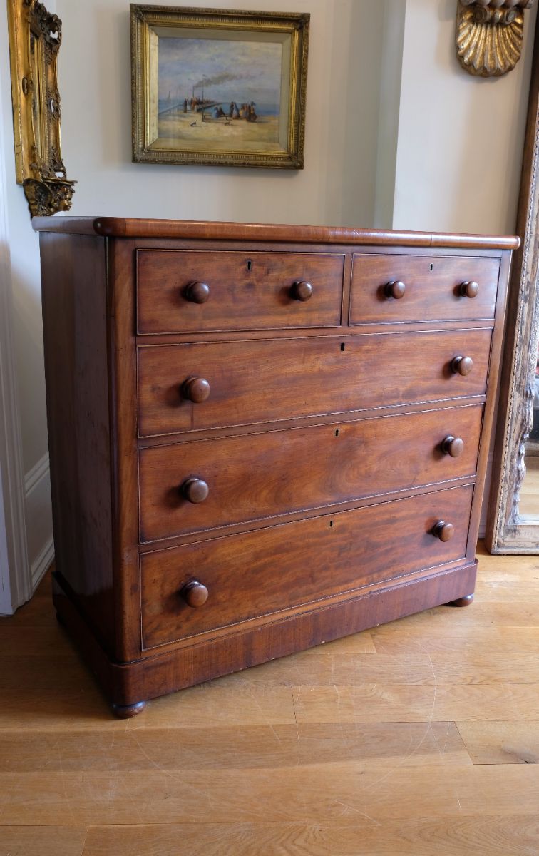 Victorian Mahogany Chest of Drawers – 2‑over‑3 Large Storage