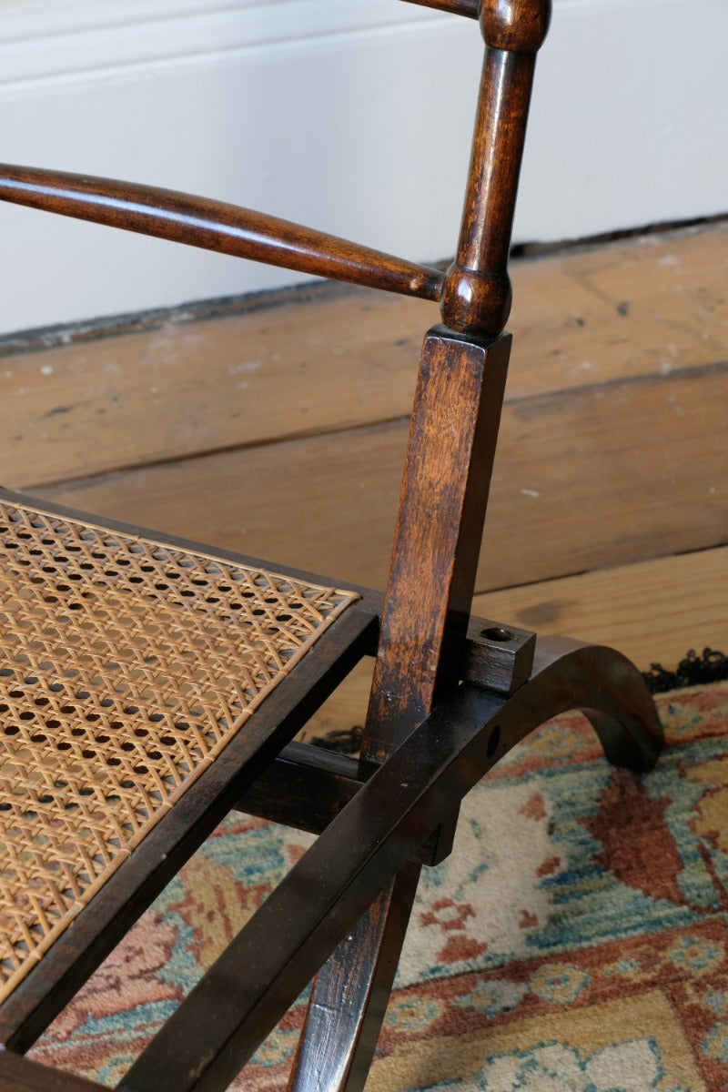 Folding Ladder Back Campaign Chair With Cane Seat