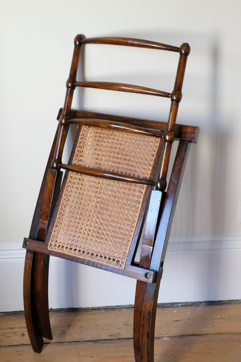 Folding Ladder Back Campaign Chair With Cane Seat