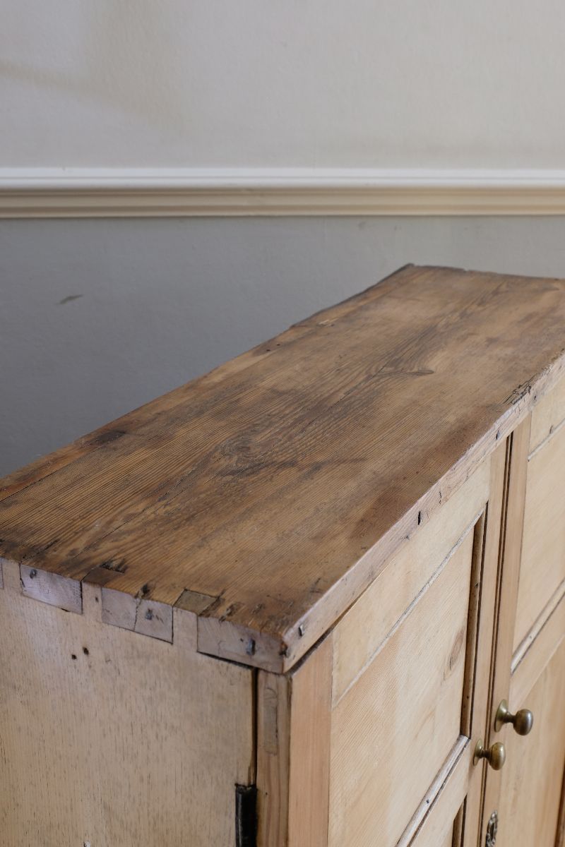 Top view - Early 19th Century English Pine Cupboard with Four Panel Doors