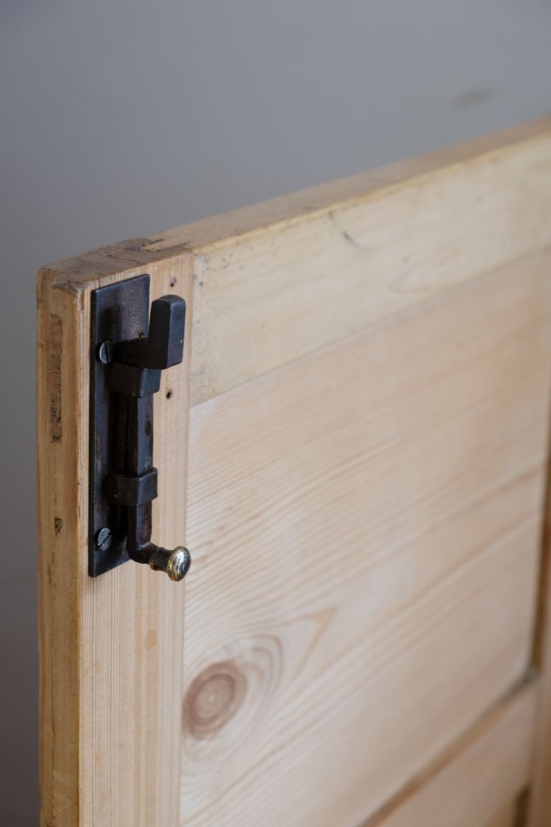Internal iron and brass bolt - Early 19th Century English Pine Cupboard with Four Panel Doors