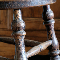 Victorian Elm Oval Top Stool On Four Turned Legs