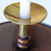 Brass sconce on a Rare Victorian walnut barley twist candle and wine stand with brass candle sconce and carved foliate decoration, circa 1870Rare Victorian walnut barley twist candle and wine stand with brass candle sconce and carved foliate decoration, circa 1870