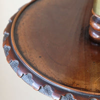Rare Victorian walnut barley twist candle and wine stand with brass candle sconce and carved foliate decoration, circa 1870