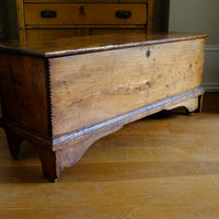 Early 19th Century English Elm Six Plank Coffer Chest With Internal Till