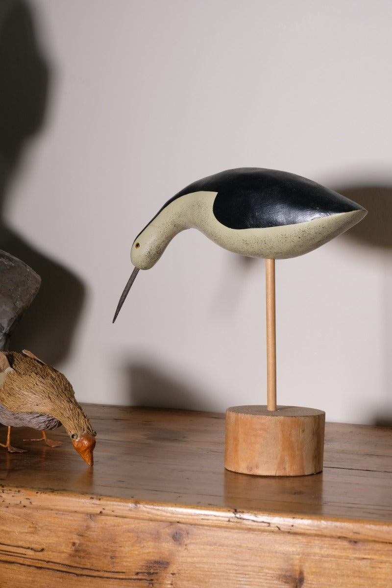 Hand Carved & Painted Black & White Folk Art Bird 1001864