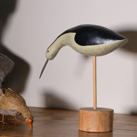 Hand Carved & Painted Black & White Folk Art Bird 1001864