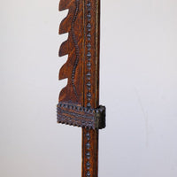 Rare Arts & Crafts Carved Oak Ratchet Adjustable Candle Stand