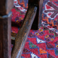 Carved Elm Hall Chair With Hide Seat Circa 1900's