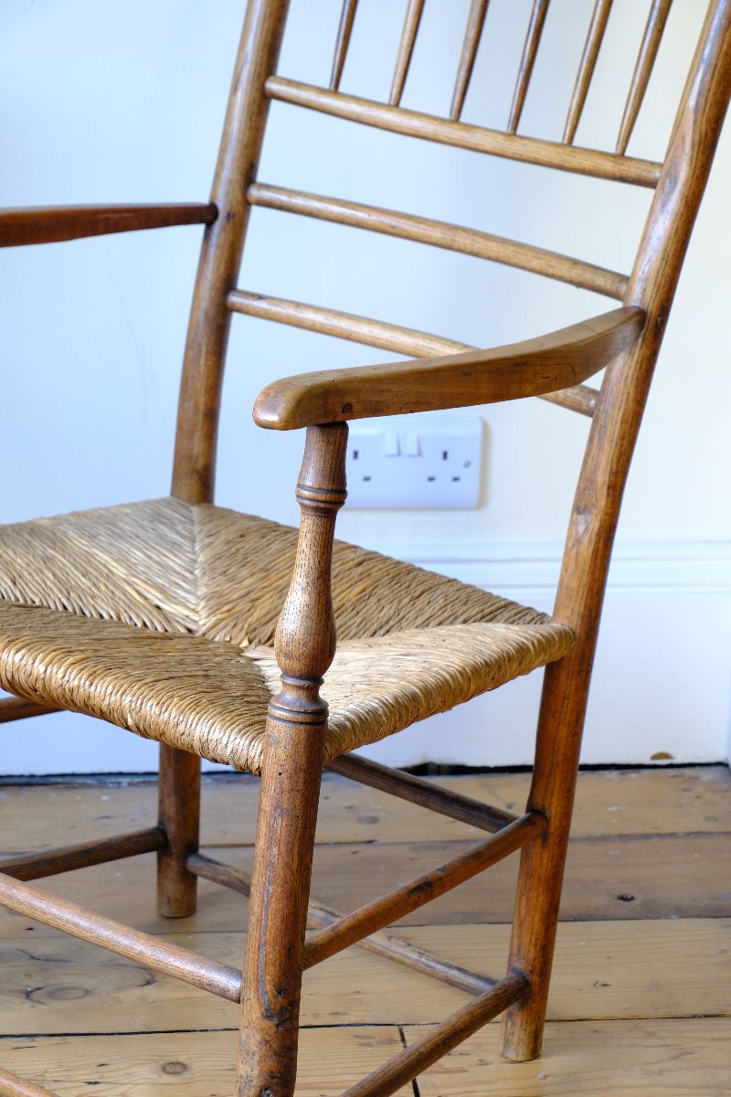 armrest on a Philip Clissett Spindle Back Armchair Herefordshire Circa 1890Philip Clissett Spindle Back Armchair Herefordshire Circa 1890