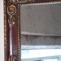 Burnished Gilt &  Burgundy Lacquered Wall Mirror Circa 1950s