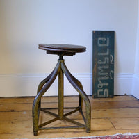 Industrial Swivel Stool Circa 1950 | Vintage Elm & Steel Workshop Stool