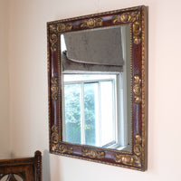 Burnished Gilt &  Burgundy Lacquered Wall Mirror Circa 1950s