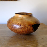 Signed Burr Elm Sculptural Vessel by Dr Tim Lawson (TDL), British Studio Woodturning in Burr Elm with Natural Organic Grain and Voids