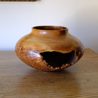 Signed Burr Elm Sculptural Vessel by Dr Tim Lawson (TDL), British Studio Woodturning in Burr Elm with Natural Organic Grain and Voids