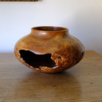 Signed Burr Elm Sculptural Vessel by Dr Tim Lawson (TDL), British Studio Woodturning in Burr Elm with Natural Organic Grain and Voids