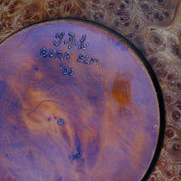 Stamped base of the Signed Burr Elm Sculptural Vessel by Dr Tim Lawson (TDL), British Studio Woodturning in Burr Elm with Natural Organic Grain and Voids