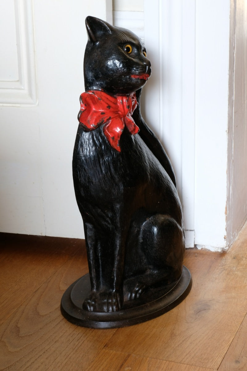 Cast Iron Doorstop Of A Cat With Glass Eyes Circa 1910