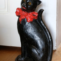 Cast Iron Doorstop Of A Cat With Glass Eyes Circa 1910