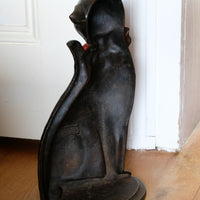 Cast Iron Doorstop Of A Cat With Glass Eyes Circa 1910