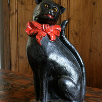 Cast Iron Doorstop Of A Cat With Glass Eyes Circa 1910