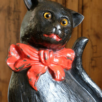 Cast Iron Doorstop Of A Cat With Glass Eyes Circa 1910