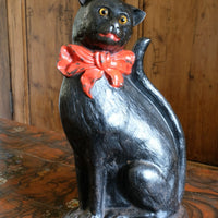 Cast Iron Doorstop Of A Cat With Glass Eyes Circa 1910