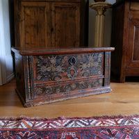 Hand Painted Folk Art Coffer Chest with A Floral Design