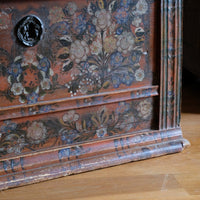 Hand Painted Folk Art Coffer Chest with A Floral Design